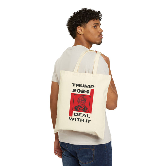 Trump 2024 Cotton Canvas Tote Bag - Deal With It Design