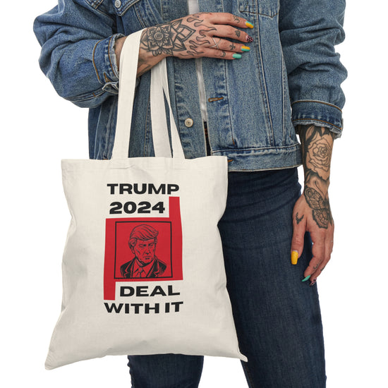 Political Statement Tote Bag | "TRUMP 2024 DEAL WITH IT" | Eco-Friendly Design | Perfect for Campaign Events & Everyday Use